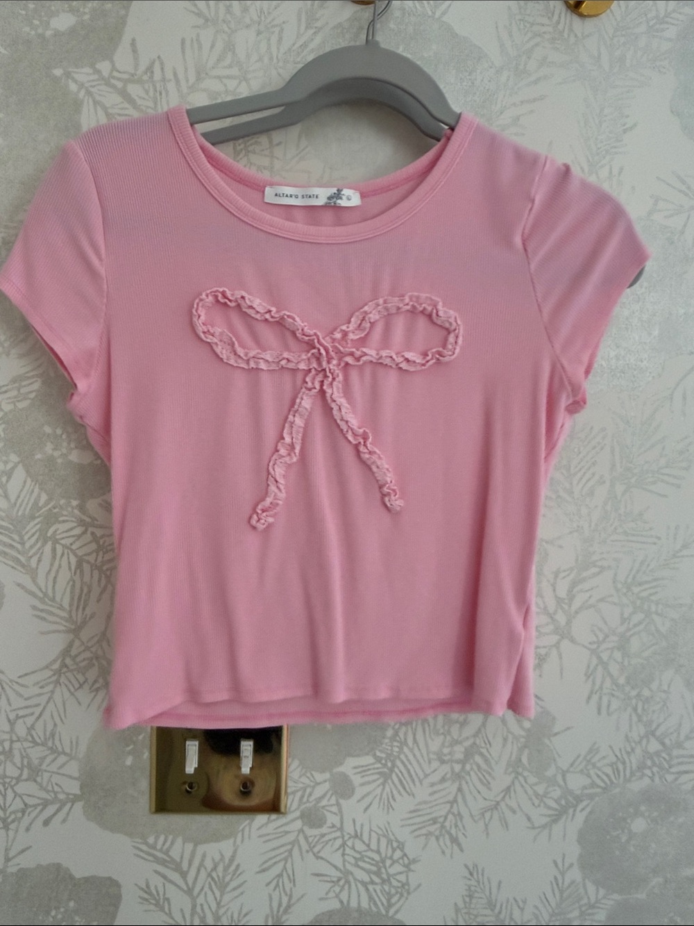 Altar'd State Pink Short Sleeve Bow Tee